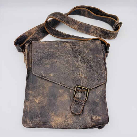 Bed|Stü Handbags - BED STU Venice Beach Leather Crossbody Purse Messenger Bag Brown Distressed